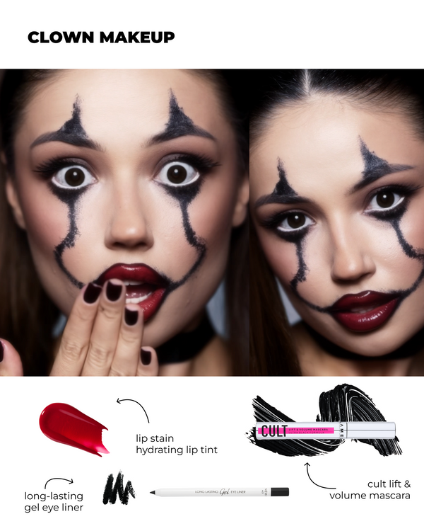 Halloween Clown Makeup Bundle – Bold Eyes & Smudged Red Smile