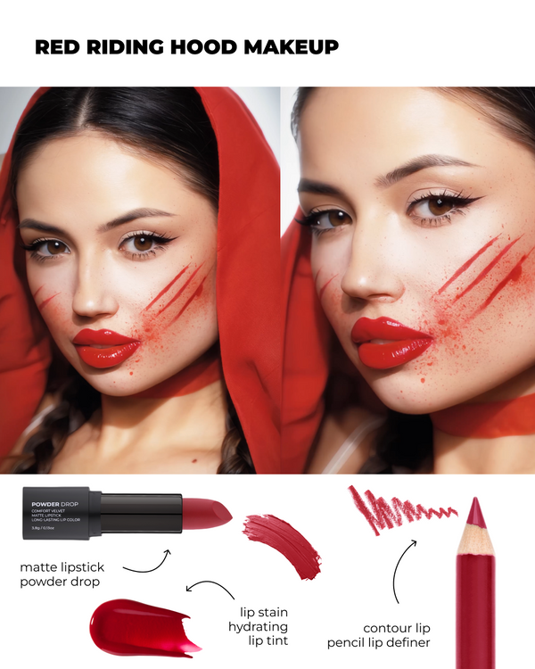 Red Riding Hood Makeup Bundle – Glossy Red Lips & Wild Energy
